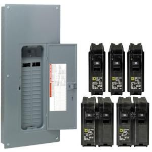 Square D by Schneider Electric Homeline 200 Amp 30 Space 40 Circuit Indoor Main Breaker Load Center with Cover Value Pack HOM3040M200VP