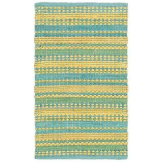 LR Resources Cotton Dhurry Blue and Yellow 8 ft. x 10 ft. Braided Indoor Area Rug LR03349 BLYL810