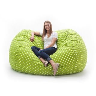 Comfort Research Fufsack Memory Foam Polka Dot Green 7 foot Xxl Bean Bag Lounge Chair Green Size Extra Large