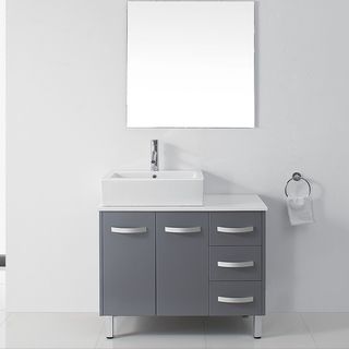 Virtu Virtu Usa Tilda 40 inch Grey Single Sink White Stone Vanity Set Grey Size Single Vanities