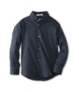 Calvin Klein Kids L/S Medim Rope Stripe Shirt Boys Long Sleeve Button Up (Navy)
