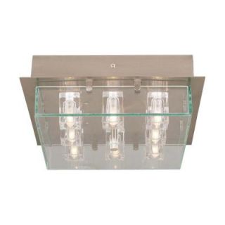 PLC Lighting 8 Light Ceiling Satin Nickel Flush Mount with Clear Glass CLI HD1530SN