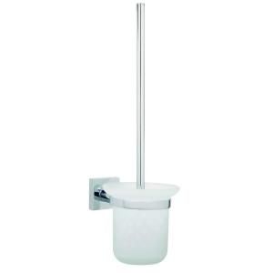 No Drilling Required Hukk Wall Mount Toilet Bowl Brush Set Frosted Glass Holder in Chrome HU221 CHR