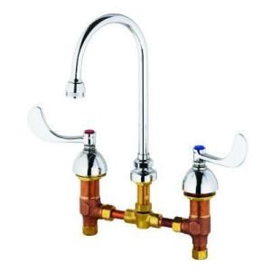 T&S Brass 2 Handle Faucet in Chrome with Swivel Gooseneck B 2866 04
