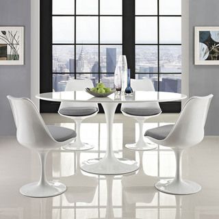Lippa Wood Top 60 Oval shaped White Dining Table