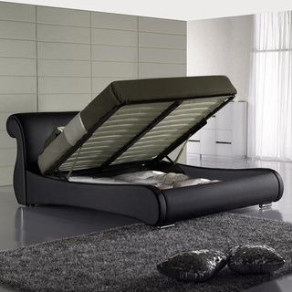 Greatime Home Collections Inc Queen Black Leatherette Storage Bed Black Size Queen