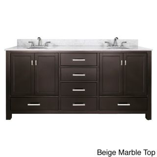 Manhattan 72 inch Vanity With Beige Marble Top And Double Sinks