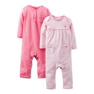 Carters 2 pk. Coveralls   Girls newborn 9m, Pink, Pink, Girls