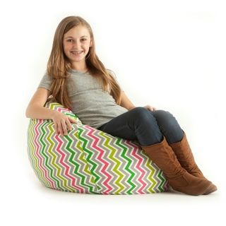 Comfort Research Beansack Classic Small Zig Zag Multi Print Bean Bag Lounge Chair Green Size Small