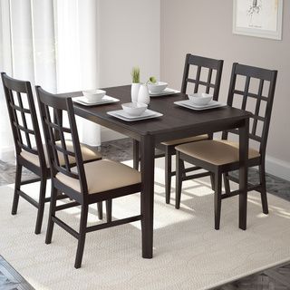 Corliving Corliving Atwood 5 piece Dining Set With Grey Stone Leatherette Seats Brown Size 5 Piece Sets