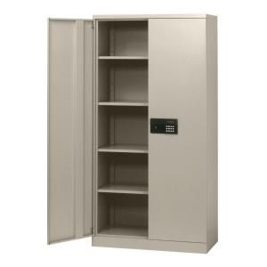 Sandusky 36 in. L x 18 in. D x 72 in. H Quick Assembly Keyless Electronic Coded Steel Cabinet in Putty KDE7236 07