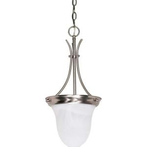 Glomar 1 LightPendant Alabaster Glass Bell Finished in in Brushed Nickel HD 394