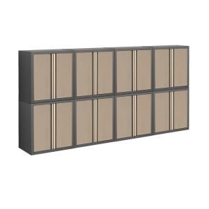 NewAge Products Pro Series 9 ft. 4 in. Wide 8 Piece Welded Steel Taupe Cabinet Set 33604