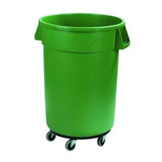 Carlisle Bronco 32 gal. Round Trash Container in Green with Dolly 34113209