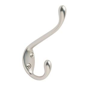 Amerock 25 lb. Brushed Nickel Large Double Coat and Hat Hook H55451 S