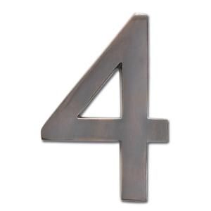 Architectural Mailboxes 4 in. Cast Brass Dark Aged Copper Floating House Number 4 3582DC 4