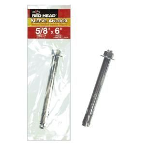 Red Head 5/8 in. x 6 in. Zinc Plated Steel Hex Head Sleeve Anchor 50120