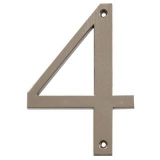 The Hillman Group Distinctions 4 in. Flush Mount Brushed Nickel House Number 4 843324