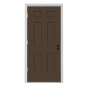 JELD WEN 6 Panel Painted Steel Entry Door with Primed Brickmold THDJW166100189