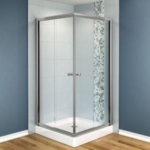 MAAX Centric 32 in. x 32 in. x 70 in. Frameless Corner Shower Door in Clear Glass and Nickel Finish 137561 900 105 000