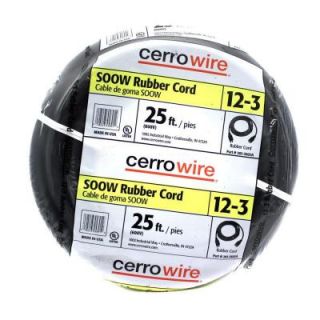 Cerrowire 25 ft. 12/3 Gauge SOOW Rubber Cord   Black 283 3603A