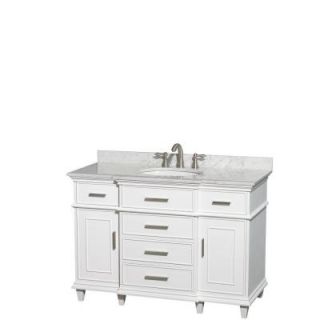 Wyndham Collection Berkeley 48 in. Vanity in White with Marble Vanity Top in Carrara White and Oval Sink WCV171748SWHCMUNRMXX