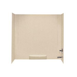 Swan 30 in. x 60 in. x 58 in. Three Piece Easy Up Adhesive Tub Wall in Bone GN 58.037