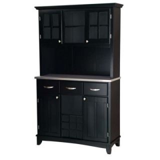 Home Styles Black Buffet with Stainless Top & Hutch 5100 0043 42