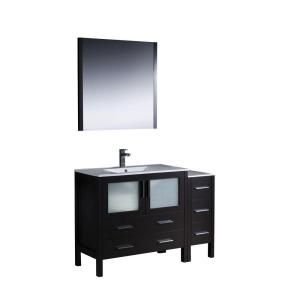 Fresca Torino 48 in. Vanity in Espresso with Ceramic Vanity Top in White and Mirror FVN62 3612ES UNS