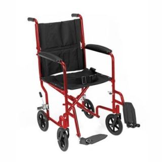 Revolution Mobility Standard Steel Transport Wheelchair with 17 in. Wide Seat in Red DISCONTINUED REMMC 406 17 R