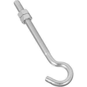 National Hardware 5/16 in. x 5 in. Zinc Plated Hook Bolt with Hex Nut 2162BC 5/16X5 HOOK BLT