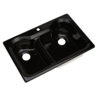 Thermocast Breckenridge Drop in Acrylic 33x22x9 in. 1 Hole Double Bowl Kitchen Sink in Black 46199