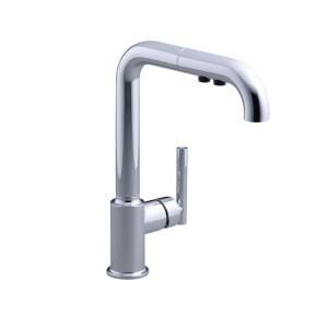 KOHLER Purist Pull Out Sprayer Kitchen Faucet in Polished Chrome K 7505 CP