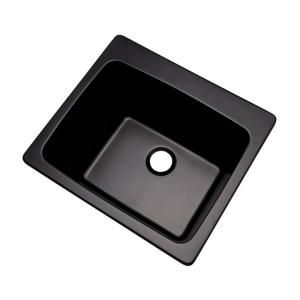 Mont Blanc Wakefield Dual Mount Natural Stone Composite 25x22x13 0 Hole Single Bowl Utility Sink in Black 32099NSC