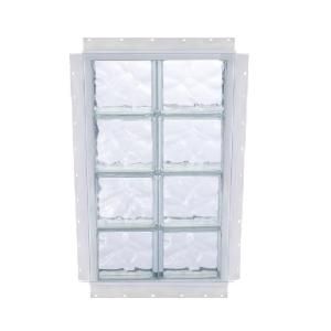 TAFCO WINDOWS NailUp 32 in. x 72 in. x 3 3/4 in. Solid Wave Pattern Glass Block New Construction Window with Vinyl Frame S3272WAV