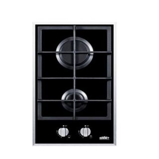 12 in. Gas on Glass Cooktop in Black with 2 Burners DISCONTINUED GC2BGL