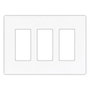 Cooper Wiring Devices 3 Gang Screwless Decorator Polycarbonate Wall Plate   White PJS263W
