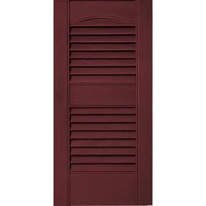Builders Edge 12 in. x 25 in. Louvered Vinyl Exterior Shutters Pair in #078 Wineberry 010120025078