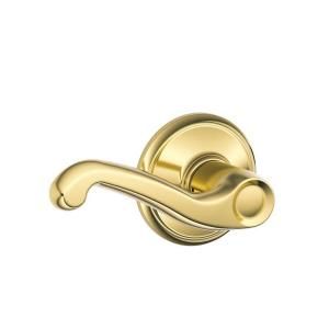 Schlage Flair Bright Brass Hall and Closet Lever F10 V FLA 605