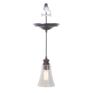 Worth Home Products 1 Light Brushed Bronze Instant Pendant Light Conversion Kit with Clear Glass Shade PBN 0924 0011