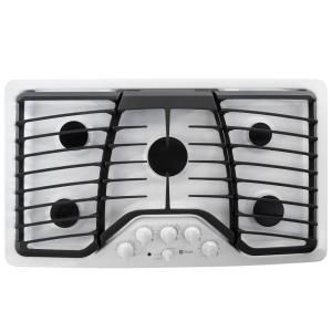 GE Profile 36 in. Gas Cooktop in White with 5 Burners including Power Boil Burner PGP976DETWW