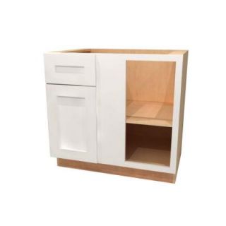 Home Decorators Collection Assembled 36x34.5x24 in. Base Blind Corner Right with Door and Drawer in Newport Pacific White BBCU42R NPW