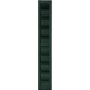 Builders Edge 12 in. x 80 in. Louvered Vinyl Exterior Shutters Pair in #122 Midnight Green 010120079122