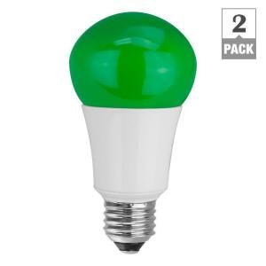 TCP 40W Equivalent A15 Household LED Light Bulb   Green (2 Pack) RLAS155W2GR36