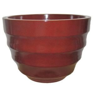 Grosfillex Athena 16 in. Red Resin Decor Planter US611021