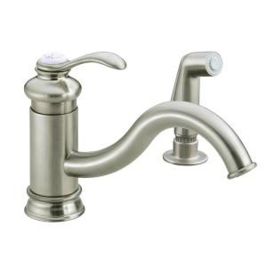 KOHLER Fairfax Single Control Kitchen Sink Faucet with Sidespray and Less Escutcheon in Vibrant Brushed Nickel K 12176 BN