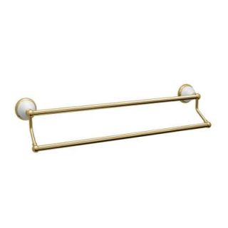 Gatco Franciscan 24 in. Towel Bar in Polished Brass and Porcelain DISCONTINUED 5276
