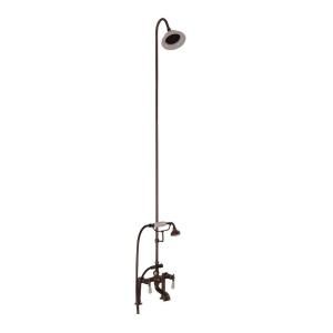Barclay Products 3 Handle Claw Foot Tub Faucet with Riser, Hand Shower and Showerhead in Oil Rubbed Bronze 4062 PL ORB