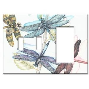 Art Plates Dragonflies   Double Switch / Rocker Combo Wall Plate SSR 139