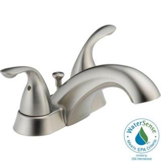 Delta Classic 4 in. 2 Handle Low Arc Bathroom Faucet in Stainless 2523LF SSMPU
